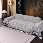 VClife Boho Couch Cover, Abstract White and Black Line Geometric Jacquard Couch - Image 3