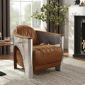Art Leon Genuine Leather Chair, Mid Century Industrial Accent Arm Chair by ArtLeon