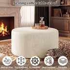 BSHOMGI Round Ottoman, Corduroy Ottomans Foot Stool, 27.5" Pouf Footstool - Image 5