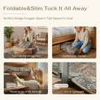 5x7 Blue Brown Retro Floral Washable Area Rug - Image 6