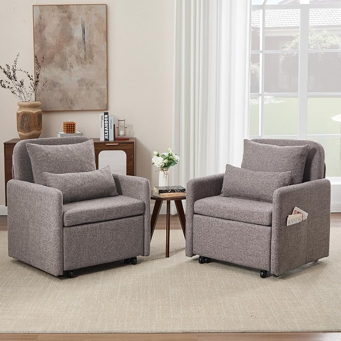 Iroomy 5-Level Adjustable Convertible Sleeper Chair Set of 2, 3-in-1 87'' Long - Image 3