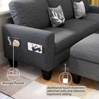 78" Sectional Sofa Couches for Living Room, Dark Grey Convertible L Shaped Couch - Image 6