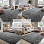 5x7 Fluffy Shag Area Rugs for Living Room Bedroom: Soft Plush Carpet Grey | - Image 9