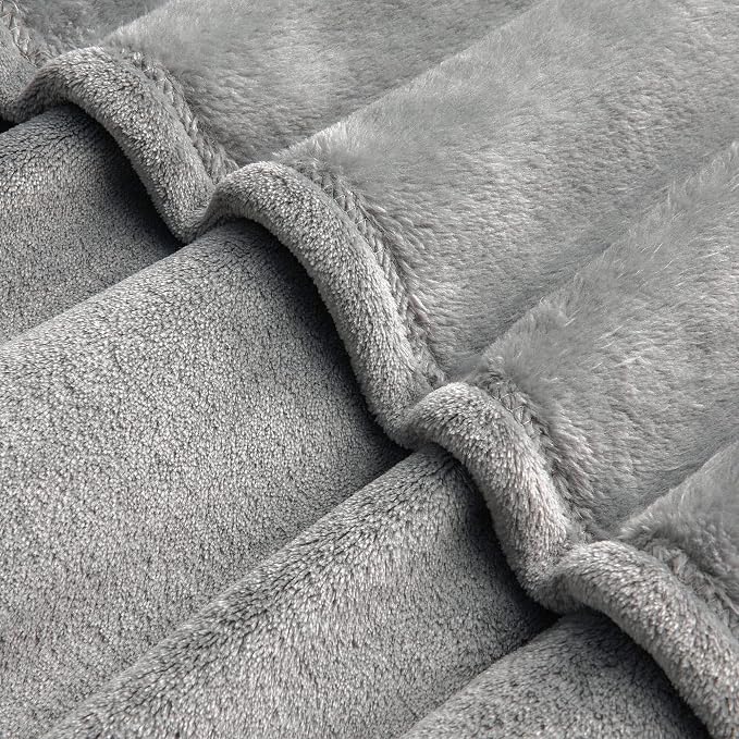 BEDELITE Fleece Blanket Soft Plush Oversized Bed Blanket Grey 120"x120" | Ultra - Image 4