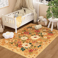 DUKINO 4x6 Area Rug, Floral Washable Rug Non Slip Office Chair Mat, Stain by DUKINO