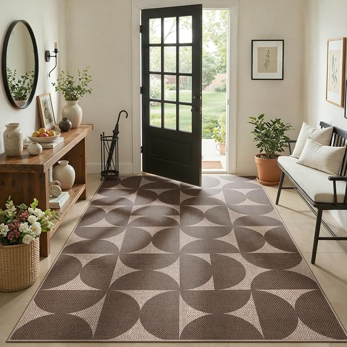 Lahome Tan Outdoor Rug 5x7, Semi Circle Easy Jute Indoor Outdoor Patio Rug | ug - Image 7