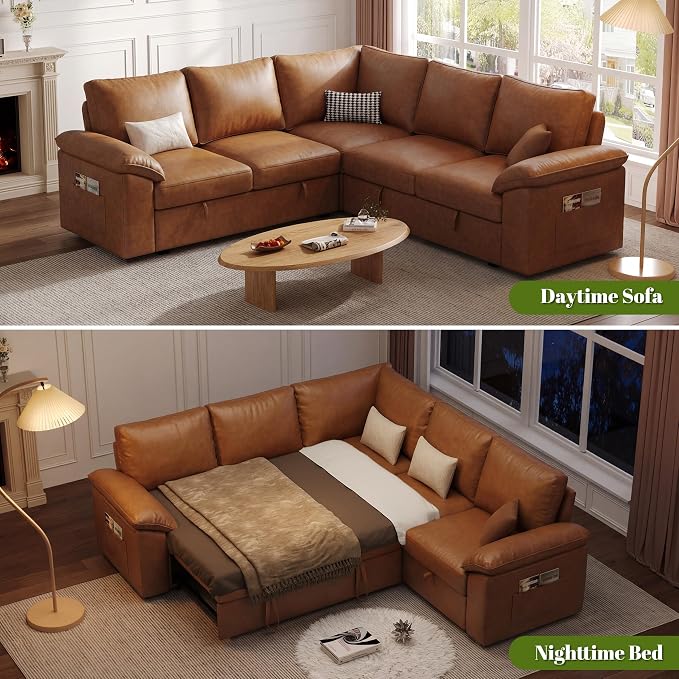 85 Inch Faux Leather Modular Sectional Sofa - Image 4