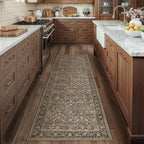 2'6''x12' Brown Vintage Floral Washable Runner Rug - Image 3