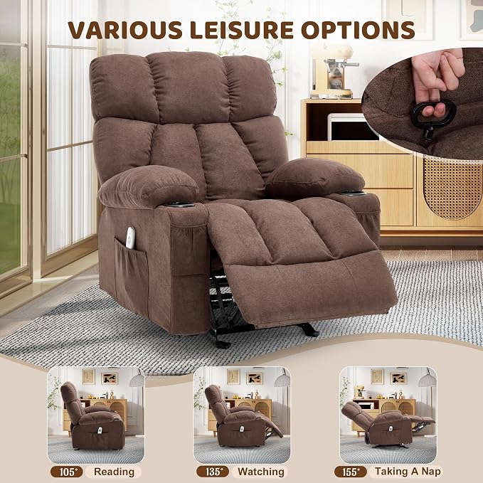 Massage Rocking Recliner Chair, Ergonomic Recliners Sofa - Image 5