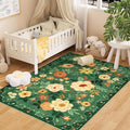 DUKINO 4x6 Area Rug, Floral Washable Office Chair Rug Non Slip, Dark Green | by DUKINO