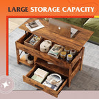 WLIVE Lift Top Coffee Table, Hidden Compartment, Wooden Lift Tabletop Center - Image 2