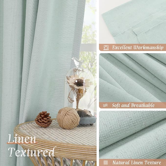 Light Blue Linen Curtains 72 inch Length - Image 7