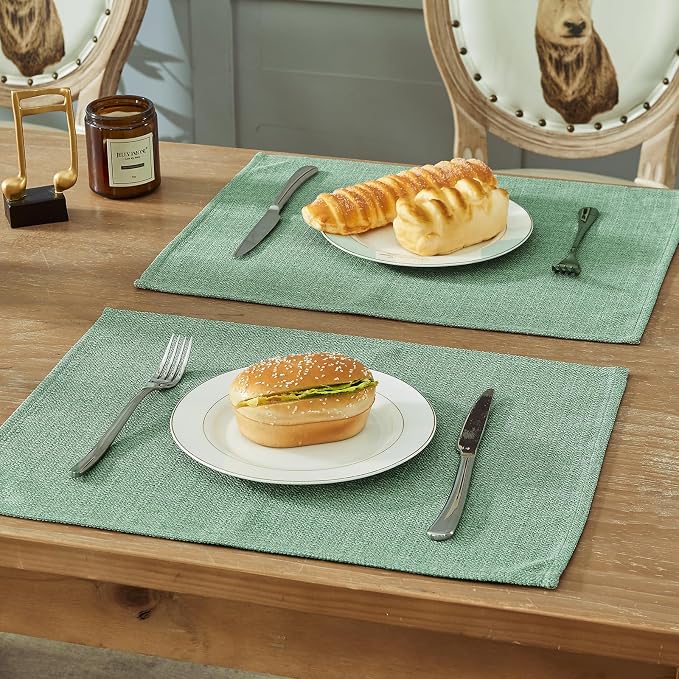 BALCONY & FALCON Placemats Set of 6 Faux Linen Cloth Place Mats Washable - Image 6