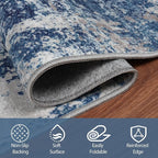10x14 Area Rugs for Living Room Washable Dining Room Blue Grey White | Modern - Image 3
