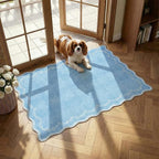 GarveeHome Scalloped Entryway Rug 2x3 Blue Washable Front Door Entry Rug | by GarveeHome
