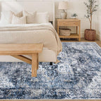 Area Rug 6x9 Washable Rug, Vintage Boho Medallion Rugs Non-Slip Soft Low Pile - Image 2