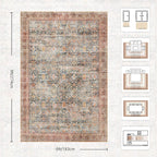6x9 Area Rugs - Washable Vintage Retro Living Room Rug, Soft Ultra Thin Non - Image 2