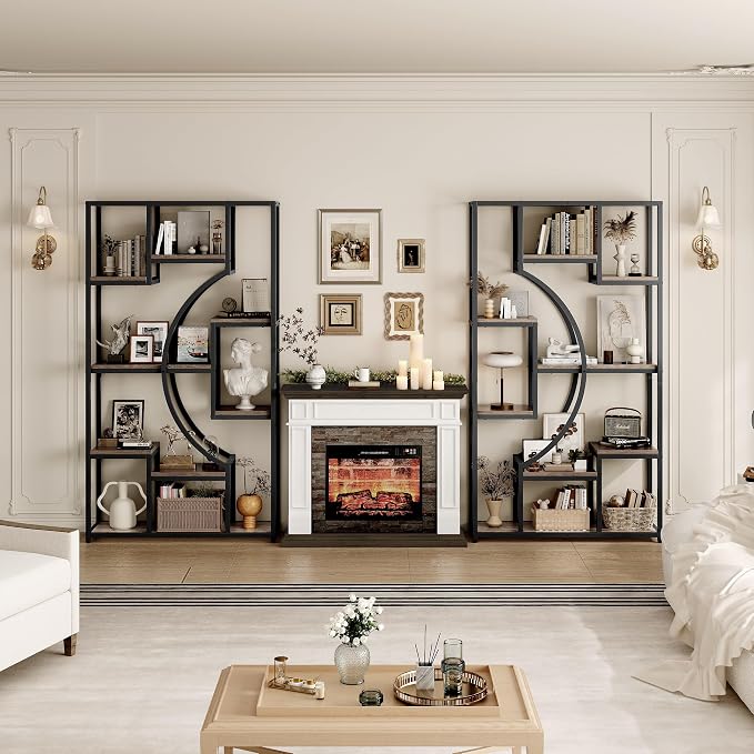 HolliWill 70.8" Tall Bookshelf Set of 2, Etagere Bookcase - Image 3