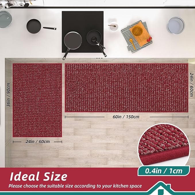 BEQHAUSE Kitchen Rugs and Mats 2PCS Non-Slip, Machine Washable Rugs - Image 2