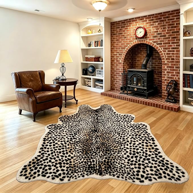 Oversized Cheetah Print Rug, Leopard Area Rug 6.2x8.2 Feet Faux Animal Print by yingda1992