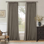 Taupe Gray Linen Blackout Pleated Curtains 90 Inches Long by Twodrapes