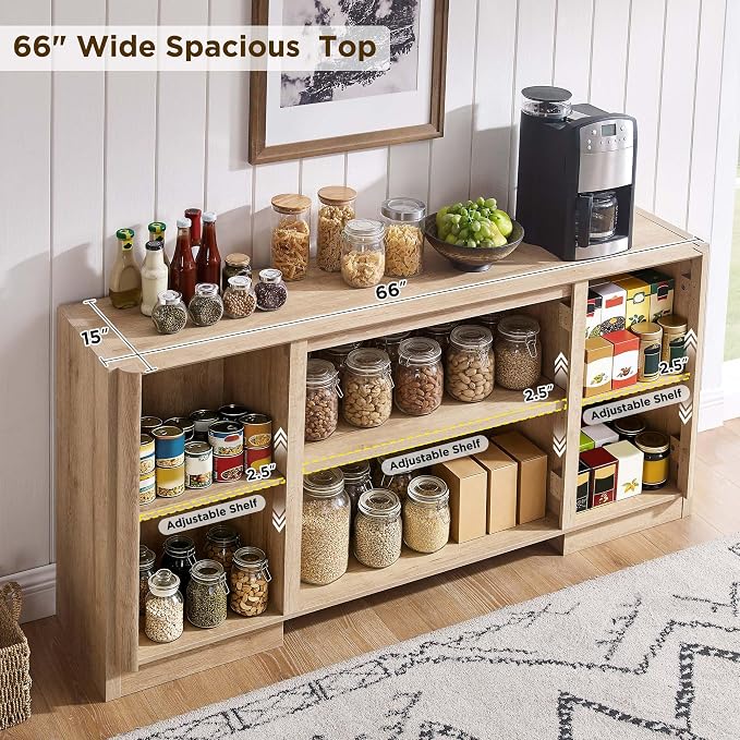 66" Large Sideboard Buffet Cabinet - Image 3