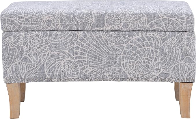 Linon Stone Upholstered Storage Stephanie Ottoman - Image 7