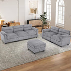 HAOMARKETS Corduroy 3-Piece Sofa Set, Upholstered Ottoman, Loveseat 2-Seater - Image 7