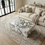 Faux Marble White Coffee Table, Rectangle MDF Living Room Table, Center Table - Image 3