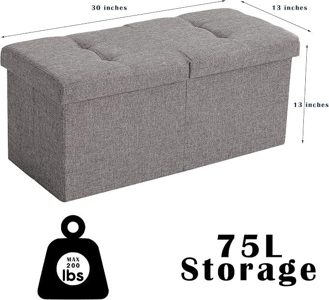 Storage Ottoman Bench Foldable Seat Footrest Shoe Bench End of Bed Storage - Image 3