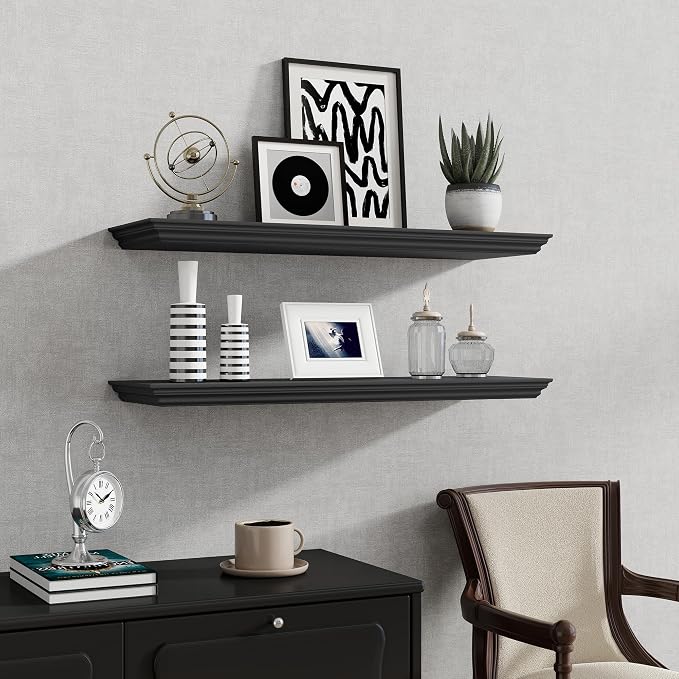 Fun Memories Floating Shelves 32 Inch Long, 9.3 Inch Deep Classic Crown Molding - Image 7