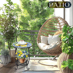 Cinnvoice Outdoor Side Table Round Small Mosaic Patio Accent Indoor End Plant - Image 2