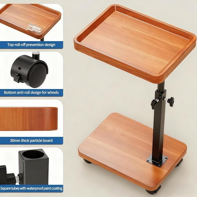 C Table End Table Adjustable Height, 360°Swivel TV Tray Table - Image 6