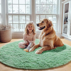 Sage Green Round Area Rugs 6ft, Fluffy Soft Bedroom Circle Rug - Image 6