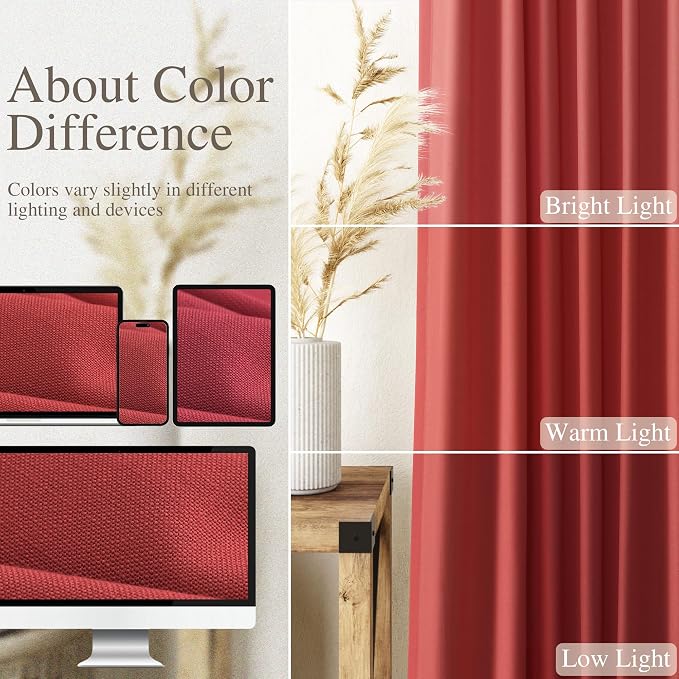 Christmas Red Linen Curtains 84 Inch Length 2 Panels Set - Image 3