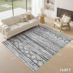 cotiled Boho 7x9 Area Rug for Living Room: Large Moroccan Washable Rug | Solve - Image 9
