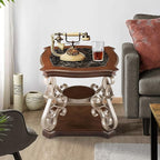 26.2'' 2-Tier Square End Table Marble Paper Top Coffee Table - Image 7