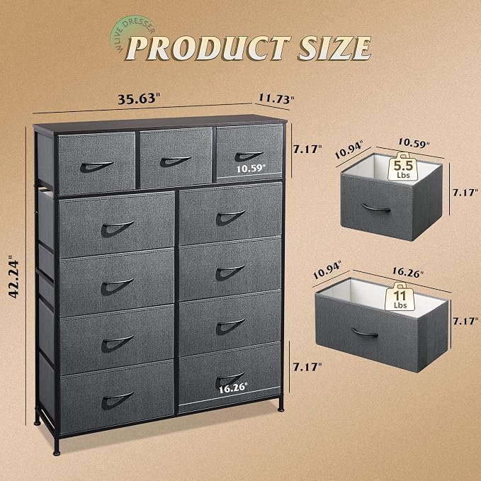 WLIVE Tall Dresser for Bedroom, Fabric Dressers Storage Tower, Dresser & Chest - Image 3