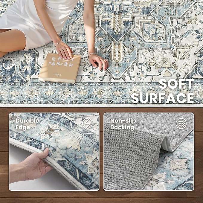 6x9 Area Rugs for Living Room, Large Washable Rug, Dining Room, Low Pile - Image 6