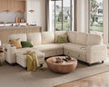 LINSY HOME Sectional Sofa with Pull Out Bed, 6 Seats Corduroy Reversible by LINSYHOME