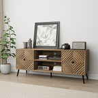 Smuxee Walnut TV Stand with Fluted Diamond Doors, 55.12" Mid Century Modern TV - Image 7