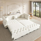 97.6" Oversized Pull Out Sofa Bed, Chesterfield Velvet Sleeper Sofa Couch by Unknown