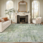 Soalmost 9x12 Area Rugs for Living Room Washable Rug Abstract Green/Ivory | by Soalmost