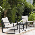 Greesum 3 Pieces Rocking Wicker Bistro Set, Patio Outdoor Furniture by BuynowfromGreesum