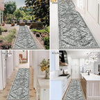 HEBE Hallway Runner Rug 2'x8', Washable Non Slip Kitchen Rug Runner | Soft Boho - Image 6