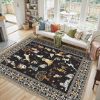 Black Area Rug 5x7 for Living Room Bedroom | Ultra-Thin;Boho Style; Non - Image 4