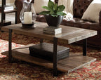 Alaterre Furniture Stowe 42-Inch Reclaimed Wood Coffee Table, Durable Metal Legs - Image 2