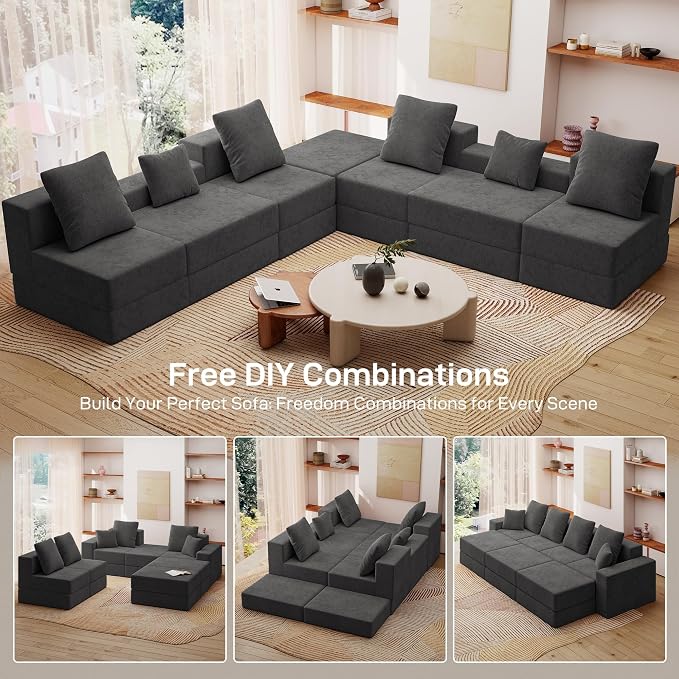 Living&Giving 128" U-Shaped Cloud Sectional Couch - Image 5