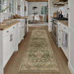 2x10 Green Retro Floral Washable Runner Rug - Image 3