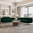 83.46" W Green Velvet Sofa Couch - Image 10